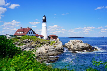 Fototapeta na wymiar The Portland Head Lighthouse in Cape Elizabeth, Maine, USA