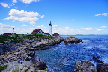 The Portland Lighthouse in Cape Elizabeth, Maine, USA	