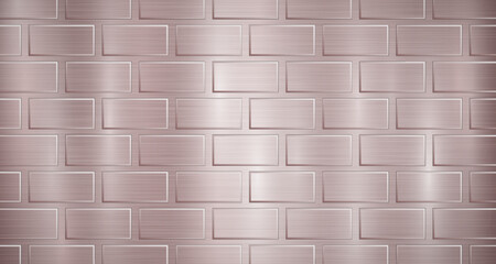 Abstract metallic background in bronze colors with highlights and a texture of big voluminous convex rectangles, like bricks