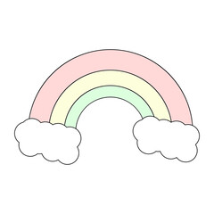 Rainbow With Clouds Vector Illustration