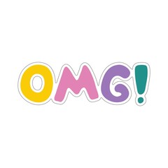 Fototapeta premium OMG speech bubble. Oh my god text. Hand drawn comic quote. OMG icon lettering. Doodle phrase. Vector illustration for print on shirt, card, poster etc. Black, yellow and white