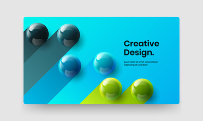 Abstract annual report vector design layout. Premium realistic spheres pamphlet illustration.