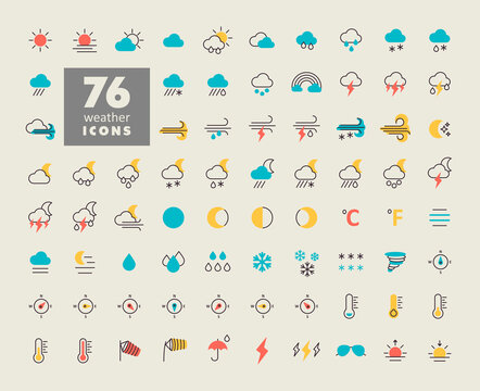 Vector weather forecast icon set. Meteorology sign