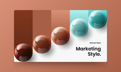 Abstract realistic spheres leaflet illustration. Vivid annual report vector design template.