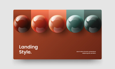 Original 3D spheres front page illustration. Multicolored handbill design vector layout.