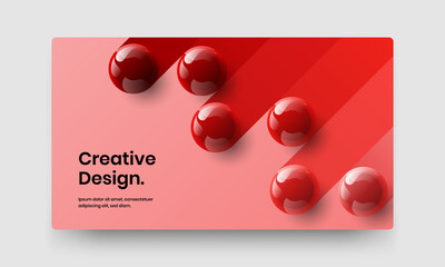 Clean banner design vector template. Multicolored 3D spheres handbill illustration.