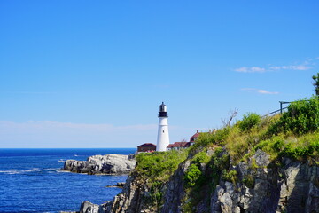 Fototapeta na wymiar The Portland Lighthouse in Cape Elizabeth, Maine, USA 