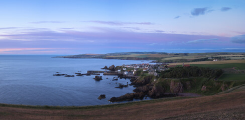 Beautiful morning on the Southeastern coast of Scotland. Village of St. Abbs, Starney Bay - Nature Reserve, Berwickshire, Scotland, UK 