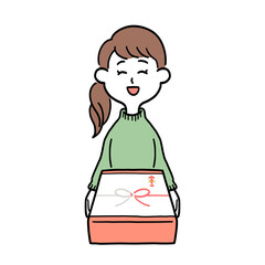 お歳暮を渡す女性