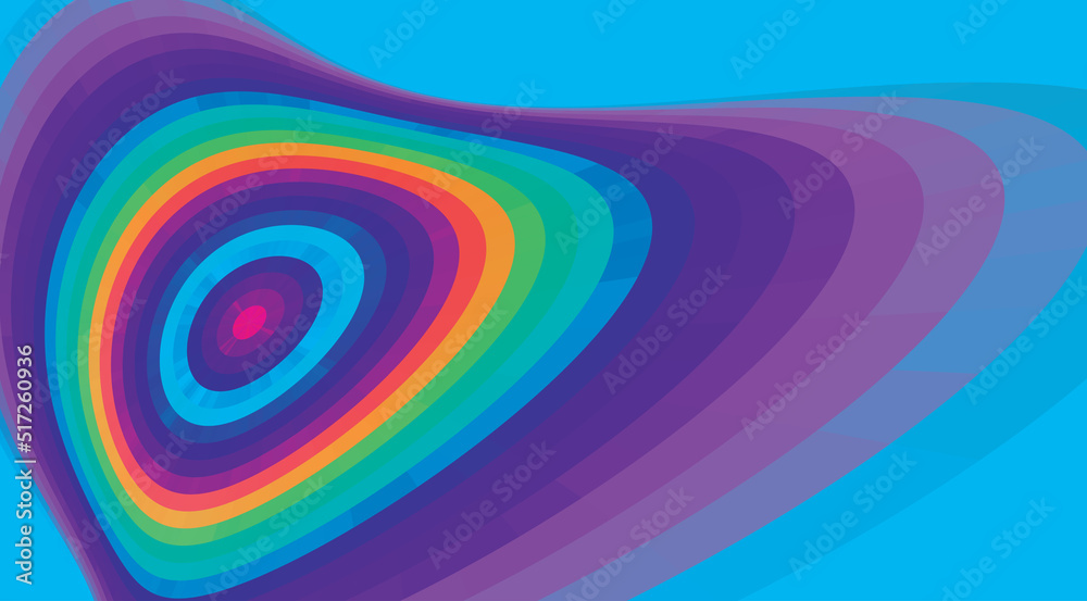Poster Abstract multicolor distorted round shape on cerulean background