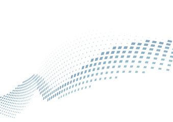 Curved dotted line by squares with halftone effect. Vector graphics