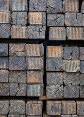 Railroad ties stacked on top of each other | Stacked wood texture