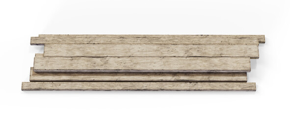Wood planks, 3d rendering isolated on white background