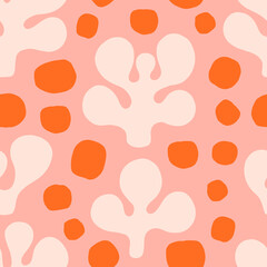 Cute simple pattern with abstract shapes and dots. Fun and colorful  hand drawn texture