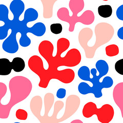 Beautiful seamless pattern with abstract organic shapes. Hand drawn texture in cute and naive style