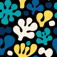 Beautiful vector seamless pattern with abstract organic shapes. Hand drawn texture in cute and naive style