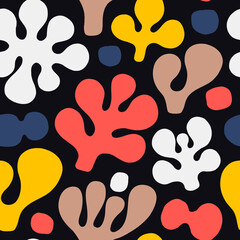 Beautiful seamless pattern with abstract organic shapes. Hand drawn texture in cute and naive style