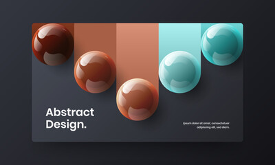 Amazing realistic spheres magazine cover layout. Fresh flyer vector design illustration.
