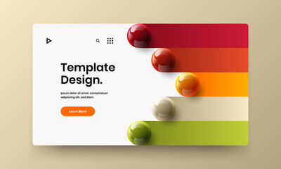 Simple flyer design vector layout. Modern realistic balls site screen template.