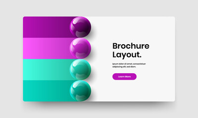 Trendy 3D balls site layout. Clean company cover vector design illustration.