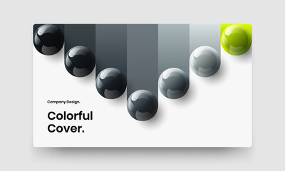 Premium booklet vector design template. Abstract realistic spheres pamphlet concept.