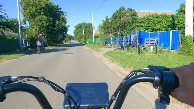 Riding an electric bike first-person view