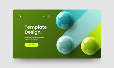 Minimalistic 3D balls website screen concept. Modern pamphlet design vector layout.