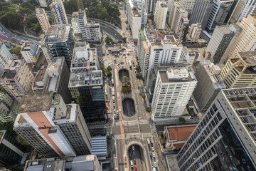 Fototapeta na wymiar Aerial view of Avenida Paulista (Paulista Avenue) in Sao Paulo city, Brazil.