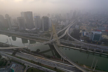 Fototapeta na wymiar Octavio Frias de Oliveira Bridge in Sao Paulo, Brazil, South America.