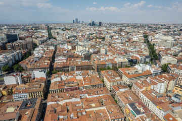 Aerial view of the city of Madrid, Spain.