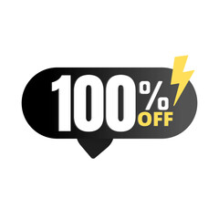 100% flash offer, super black discount icon, Vector illustration, Hundred