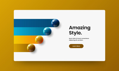 Isolated landing page design vector illustration. Colorful 3D balls cover template.