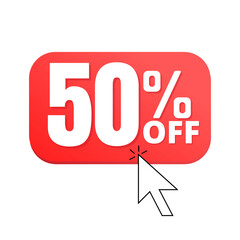 50% off, Clicking online discount, super special offer with red vector illustration design, Fifty 