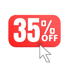 35% off, Clicking online discount, super special offer with red vector illustration design, Thirty-five