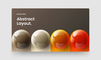 Fresh 3D balls website layout. Bright company identity vector design illustration.