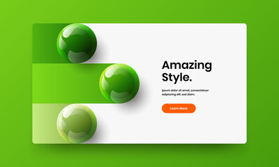 Vivid 3D spheres website layout. Modern corporate brochure design vector concept.