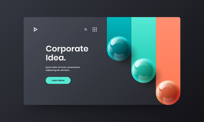 Amazing 3D spheres corporate cover illustration. Fresh site design vector concept.