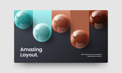Modern presentation design vector template. Simple realistic spheres book cover concept.