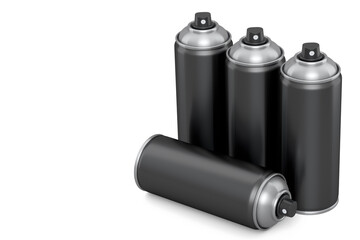 Set of spray paint cans isolated on white background. Spray bottle and dispenser