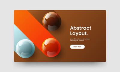 Trendy leaflet design vector illustration. Multicolored realistic spheres book cover concept.