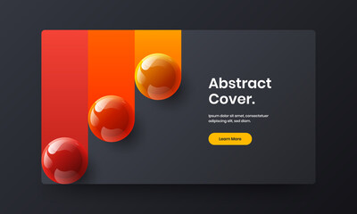 Minimalistic 3D balls corporate brochure layout. Unique web banner design vector template.