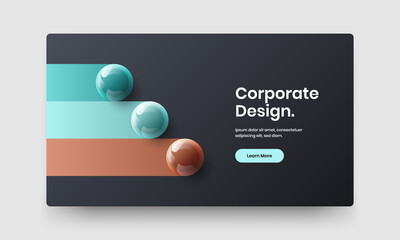 Geometric realistic spheres book cover illustration. Isolated corporate brochure vector design concept.