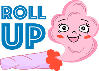 Roll up. Weed vector design. Cannabis funny quote. Marijuana illustration