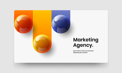 Vivid realistic spheres banner concept. Isolated company identity vector design illustration.