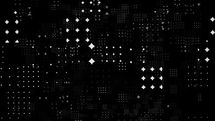 Cyberspace black and white grid animation. Network data concept. Abstract technological backdrop. Seamless loop 4k