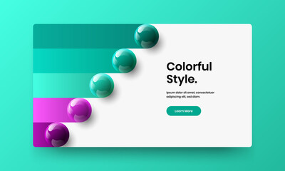 Clean journal cover vector design layout. Original realistic balls company identity illustration.