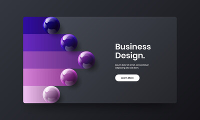 Abstract 3D spheres presentation concept. Simple website design vector template.