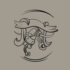 moto piston cartoon tatto vector illustration