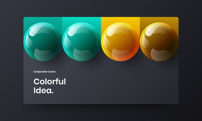 Minimalistic site screen design vector concept. Bright realistic balls catalog cover layout.