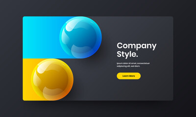 Amazing realistic spheres front page layout. Isolated brochure design vector illustration.